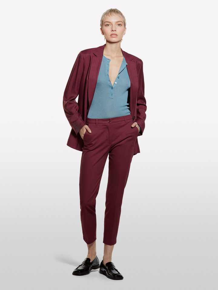 Powder blue Henley top - women's crew neck sweaters - Blue | Sisley image number 1